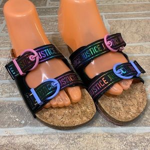Justice Sandals Girls Slides Black NEW